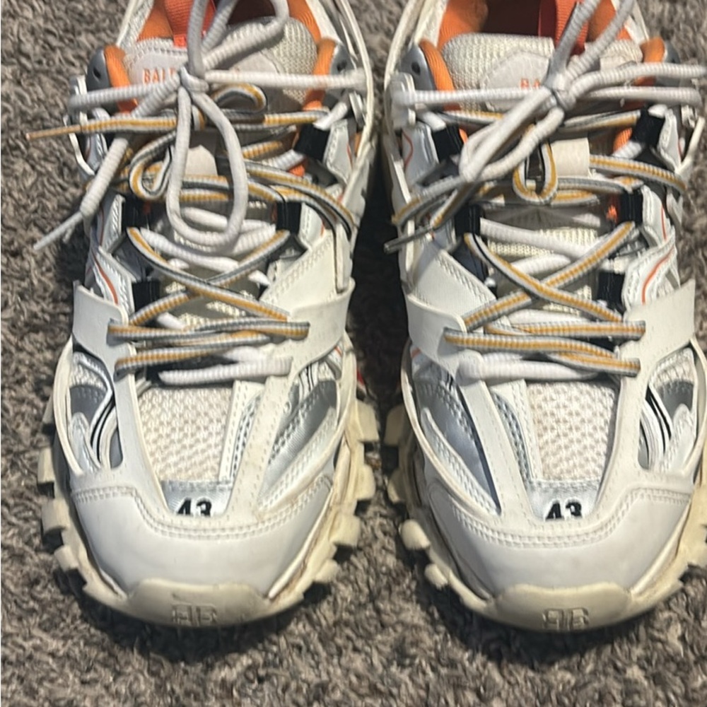 Balenciaga White and Orange Athletic Shoes
